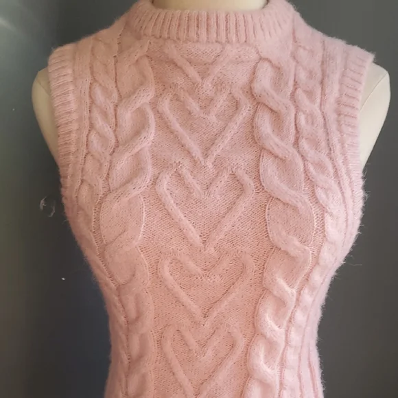 Lovers + Friends  Barbiecore Pink Cable Knit Sweater Vest - Picture 6 of 15
